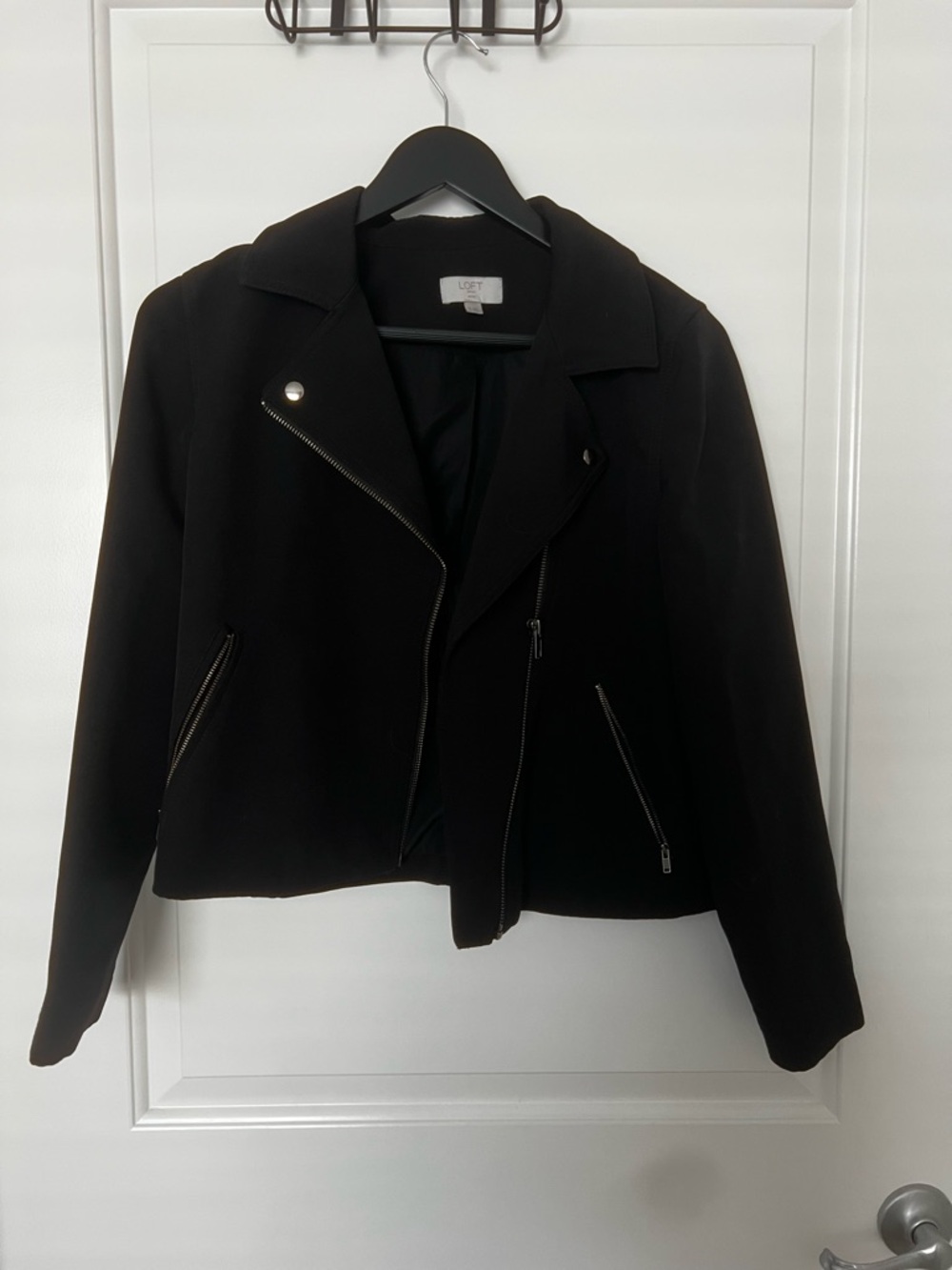 LOFT Black Moto-Style Zip Jacket